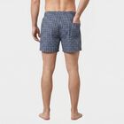 Men's Mid Blue Relaxed Fit Checked Boxers, मध्यम नीला, small