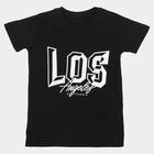Boys Black Crew Neck Regular Boys T-Shirt, काला, small