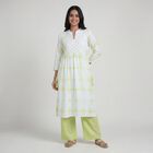 Women's Mint Green Notch Neck Printed Straight Kurta, Light Green, small