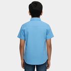 Boys' Teal Blue Cotton Half Sleeve Spread Collar Casual Shirt, Teal Blue, small
