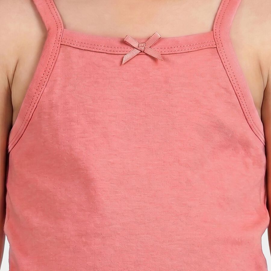Girls' Peach Cotton Square Neck Vest, Peach, large
