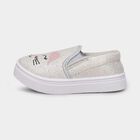 Girls Bright Silver Slip-On Casual Shoes, Grey, small image number null