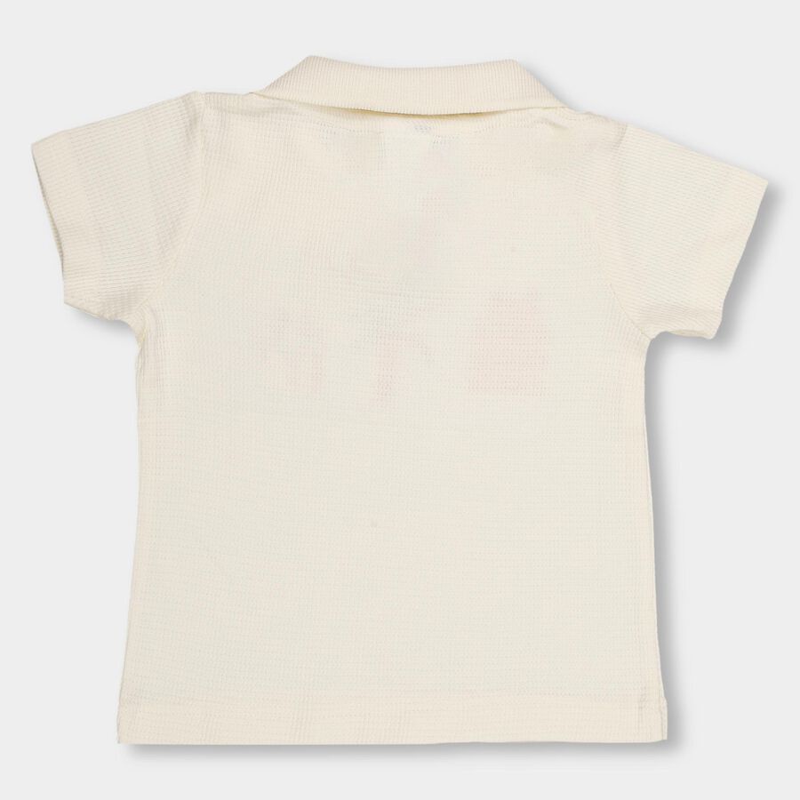 Infant Off-White Cotton Polo Neck Casual T-Shirt, Off White, large image number null
