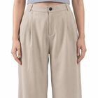 Women's Light Grey Wide Leg Pleated Trousers, हल्का ग्रे, small