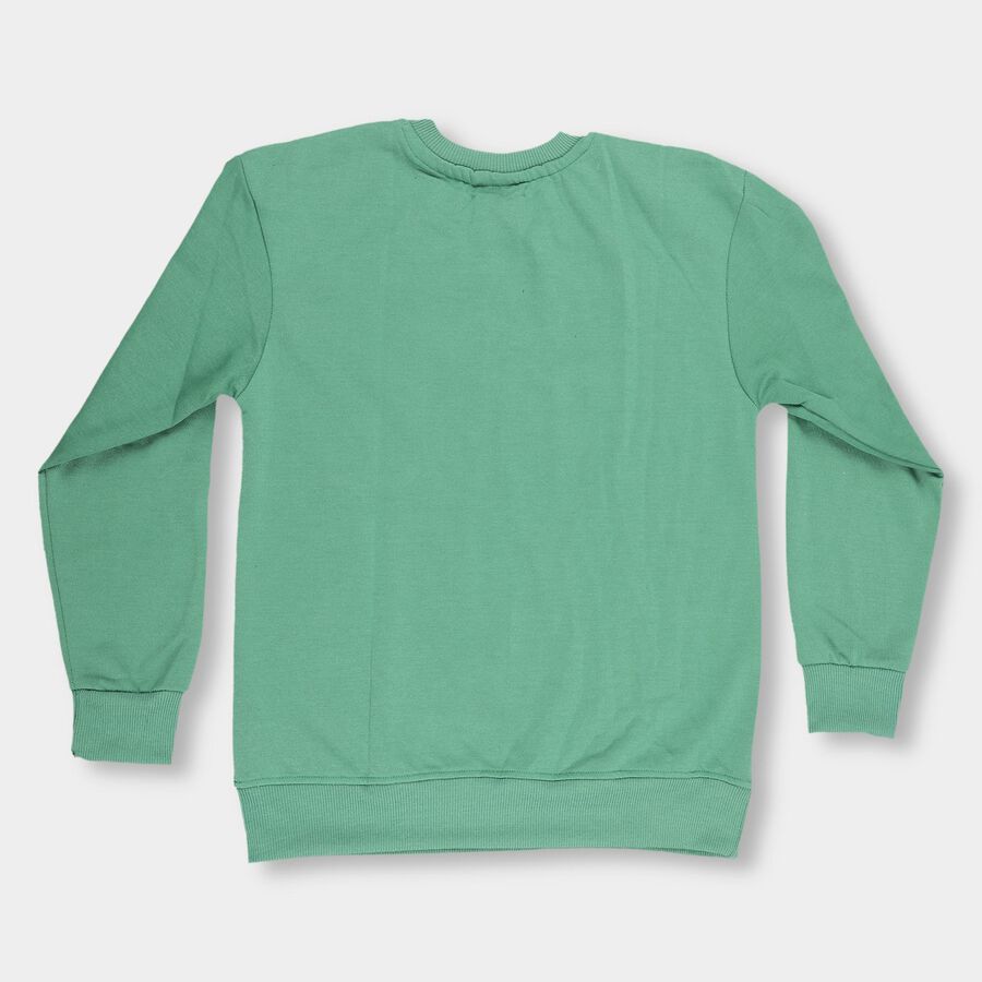Boys Muted Sage Green Crew Neck Casual Sweatshirt, Dark Green, large image number null