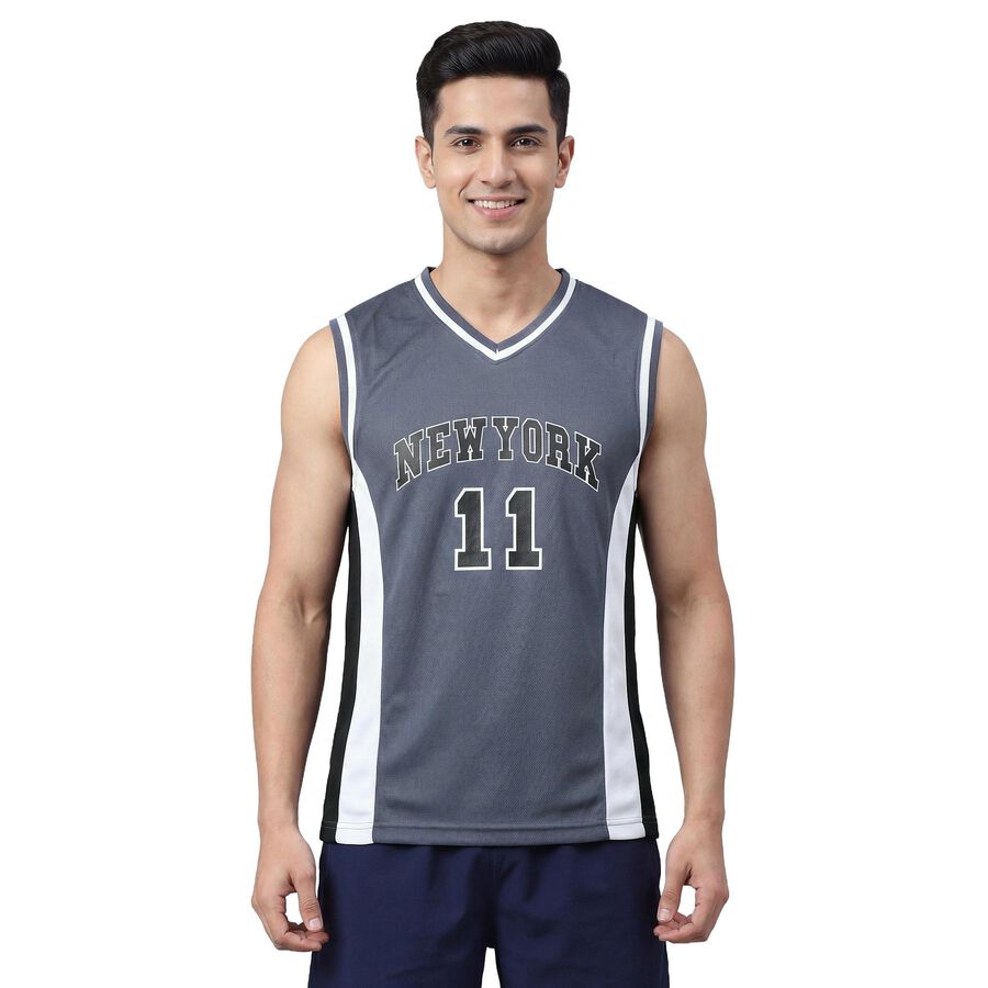 Men Blue Round Neck Casual T-Shirt, Mid Blue, large