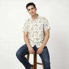 Men's Brown Cotton Camp Collar Casual Shirt, Brown, small