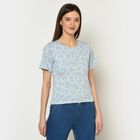 Printed Round Neck T-Shirt, Light Blue, small image number null