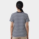 Women's Navy Blue Round Neck Casual T-Shirt, नेवी ब्लू, small