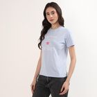 Women's Light Blue Round Neck Classic T-Shirt, Light Blue, small