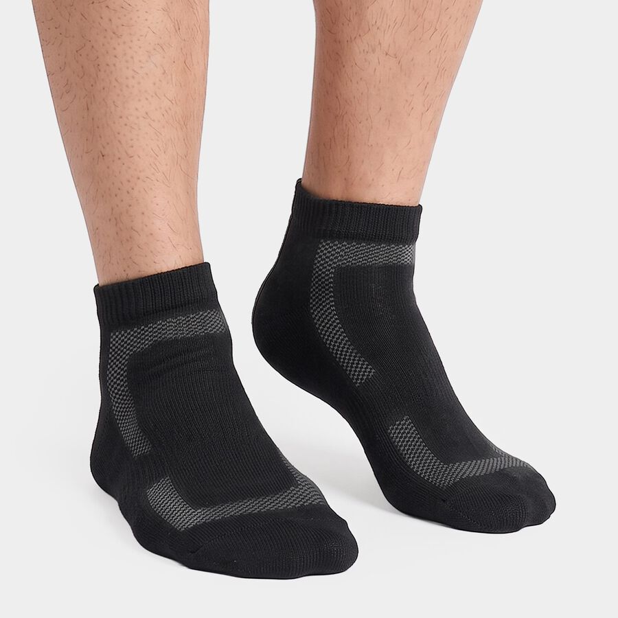 Men's Ankle Length Pack of 3 Socks ( Grey, White, Black ), काला, large