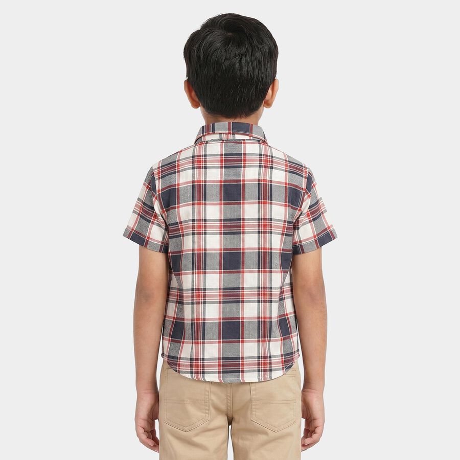 Boys Red Checked Casual Shirt, लाल, large