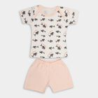 Infants' 100% Cotton Boat Neck Baba Suit, पीच, small image number null