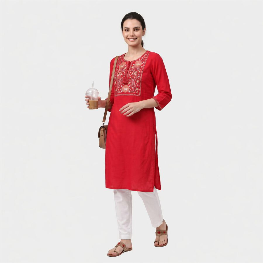 Women's Fuchsia Round Neck EmbroideFuchsia Kurta, Fuchsia, large