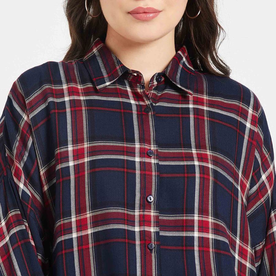 Checked Shirt, Navy Blue, large image number null