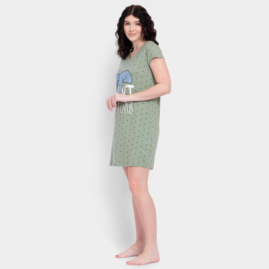 Ladies' 100% Cotton Nighty , हल्का हरा, large image number null