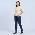 Women's White Cotton Blend Round Neck Classic T-Shirt, ऑफ व्हाइट, small