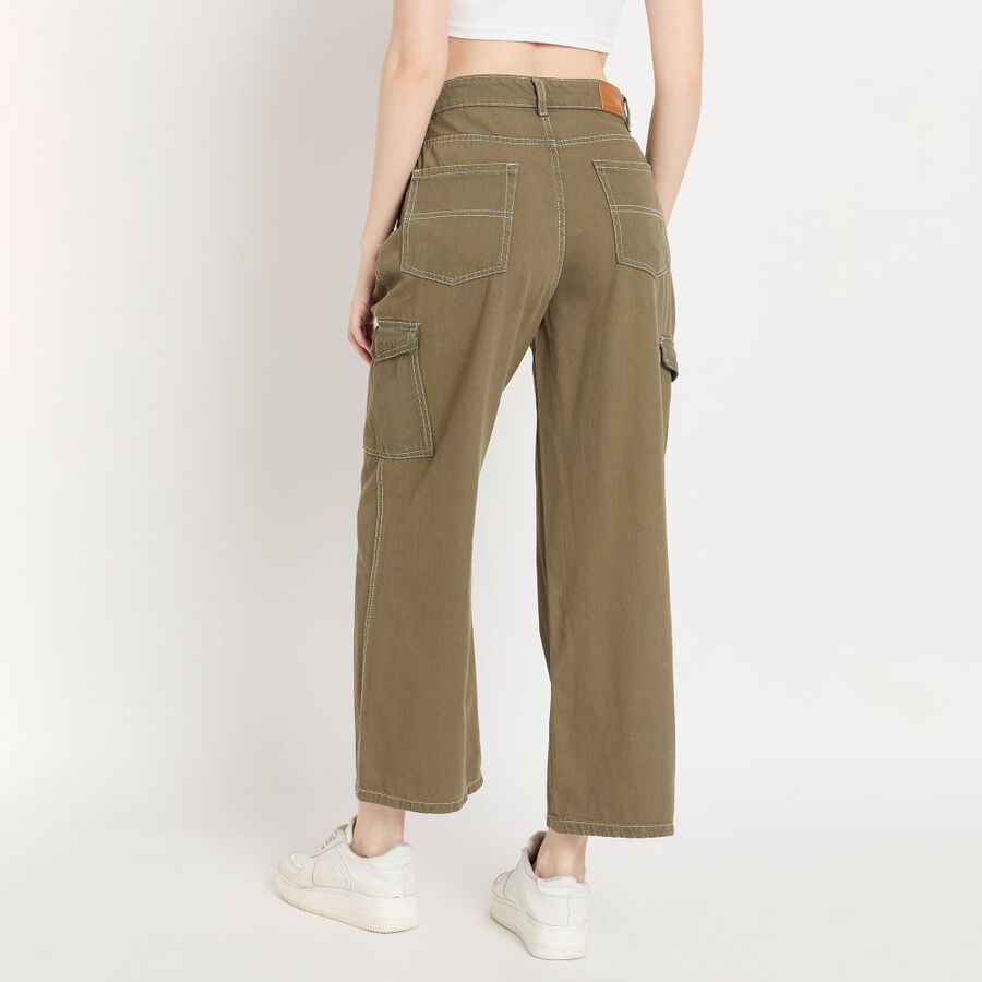 Ladies' 100% Cotton Jeans, Olive, large image number null