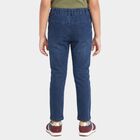 Girls' Navy Blue Straight Fit Embroidered Jeans, गहरा नीला, small
