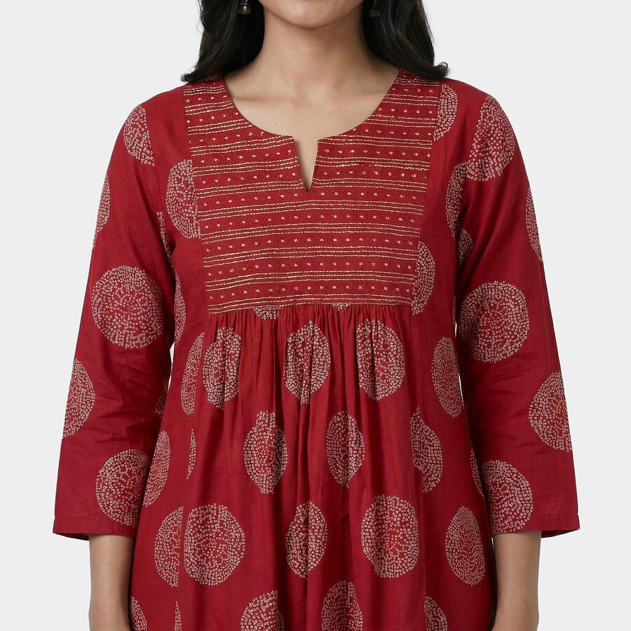 Women's Maroon Round Neck Classic Kurta, Maroon, large