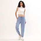 Women's Washed Blue Jogger Fit Cargo Track Pants, Light Blue, small image number null