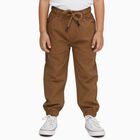 Boys' Light Beige Regular Fit Cotton Trousers, खाकी, small