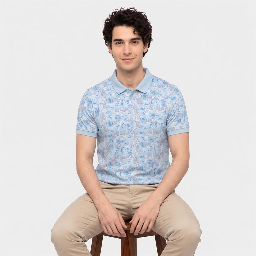 Men's Light Blue Cotton Polo Neck Polo T-Shirt, Light Blue, large
