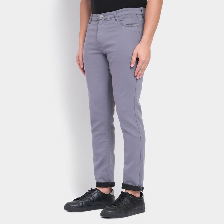 Men's Slim Fit Casual Trousers, गहरा नीला, large image number null