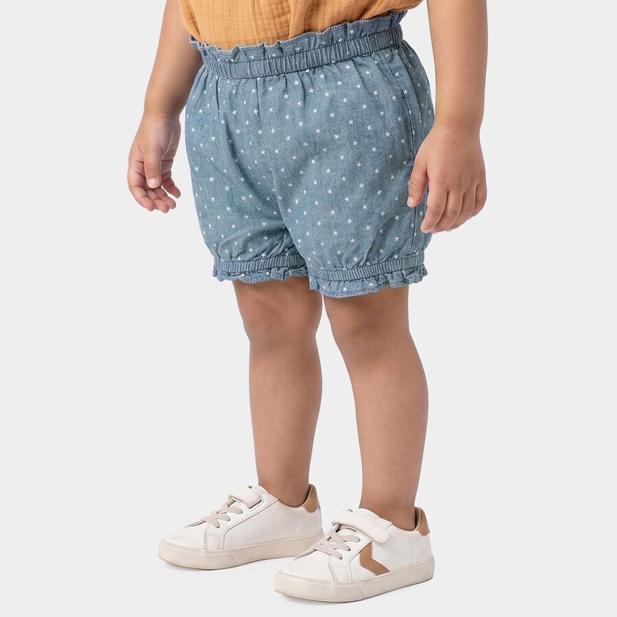 Girls Blue Regular Fit Star Printed Bloomer, Mid Blue, large