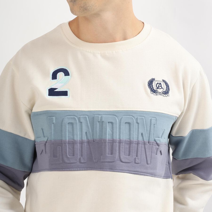 Men's Off-White Crew Neck Casual Sweatshirt, Off White, large image number null