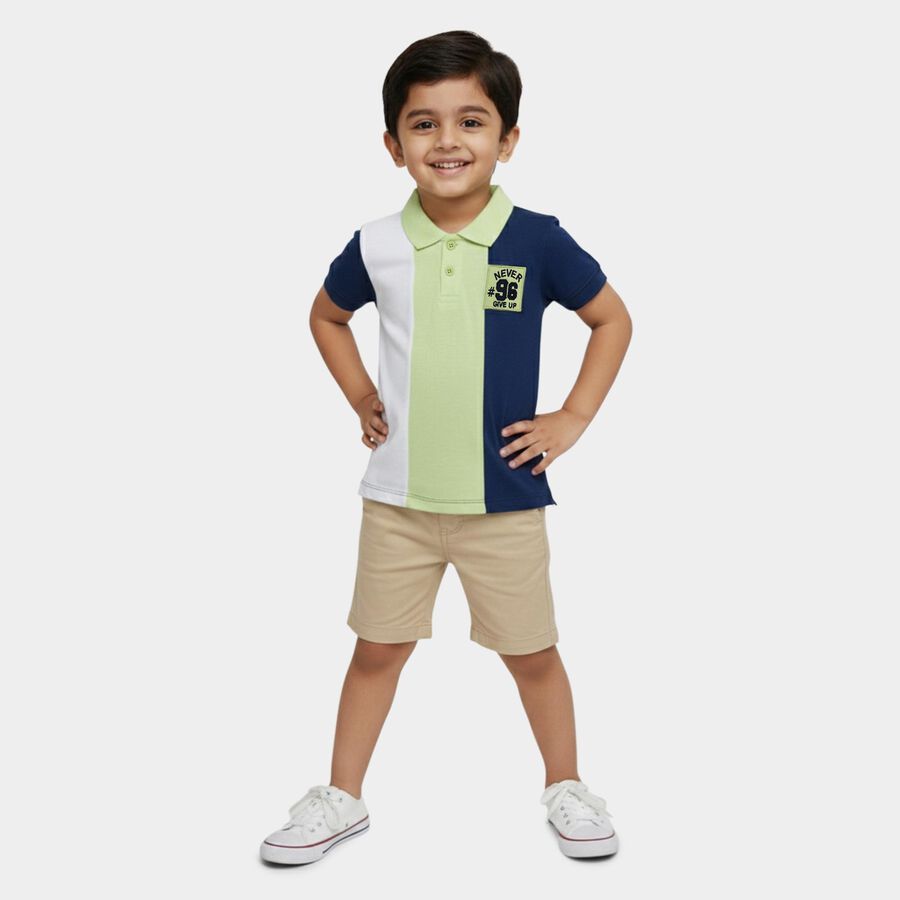 Boys Navy Blue Cotton Polo Collar Preppy T-Shirt, नेवी ब्लू, large