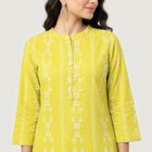 Women's Light Green Round Neck Printed Straight Kurta, हल्का हरा, small