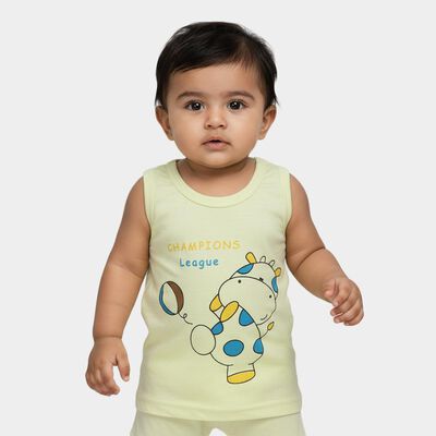 Infants Yellow Cotton Round Neck Casual Vest