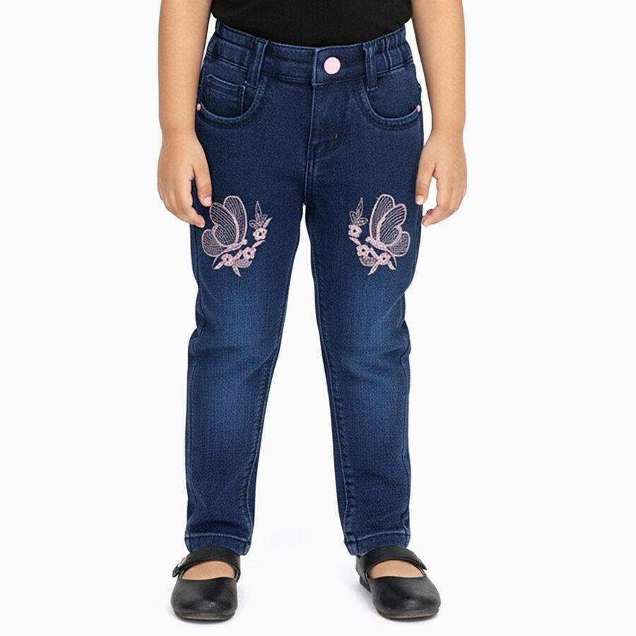 Girls' Jeans, मध्यम नीला, large image number null