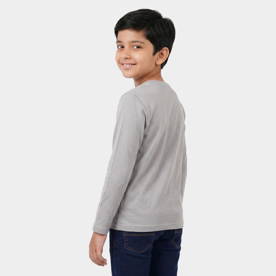 Boys Grey Crew Neck Regular Boys T-Shirt, हल्का ग्रे, large
