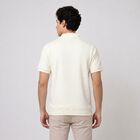 Men's Cream Polo Neck Solid Polo T-Shirt, ऑफ व्हाइट, small
