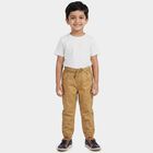 Boys' Khaki Regular Fit Cotton Trousers, Khaki, small