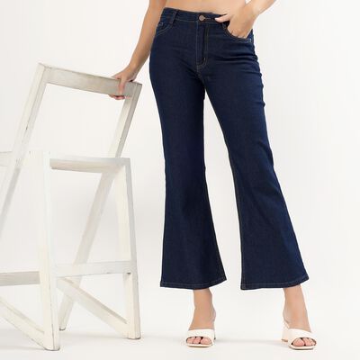 Women's Dark Indigo Flared Fit High-Rise Jeans
