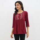 Women's Deep Maroon Round Neck Printed Kurti, मरून, small image number null
