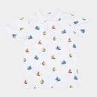 Boys White Cotton Polo Neck Casual T-Shirt, White, small