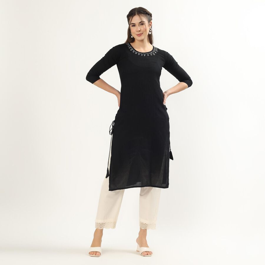 Women's White Cotton Wide-Leg Palazzos, ऑफ व्हाइट, large