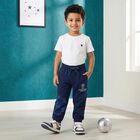 Boys' Navy Blue Jogger Fit Sports Print Pyjama, Navy Blue, small