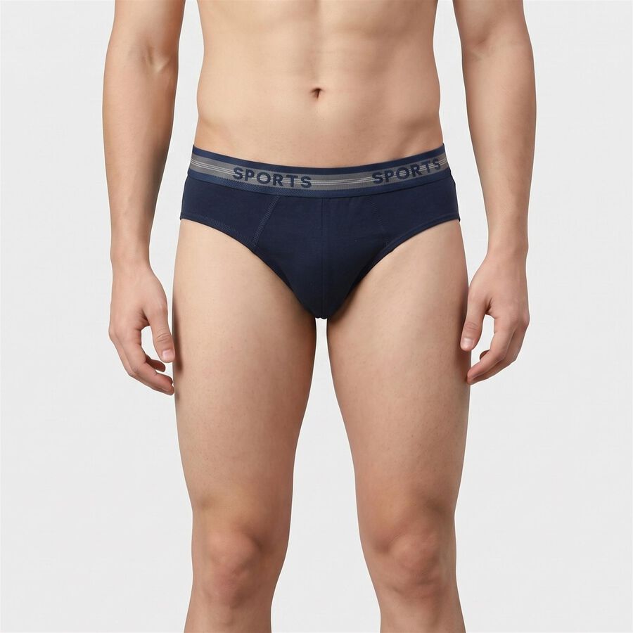 Men's Blue Regular Fit Solid Briefs, Teal Blue, large