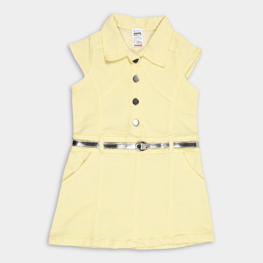 Girls' Frock, पीला, large image number null