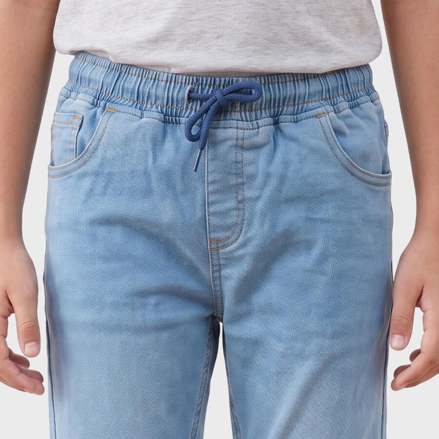 Boys' Light Blue Slim Fit Drawstring Jeans, हल्का नीला, large