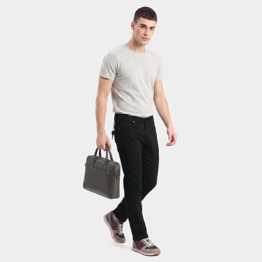 Men's Black Straight Fit Solid Jeans, Black, large