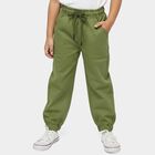 Boys' Olive Green Regular Fit Elasticated Jogger Trousers, ओलिव, small