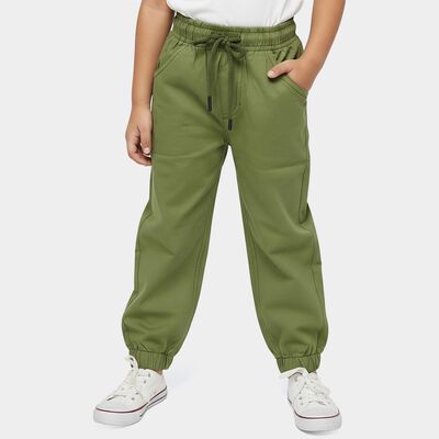 Boys' Olive Green Regular Fit Elasticated Jogger Trousers