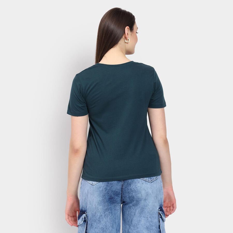 Ladies' Round Neck T-Shirt, गहरा हरा, large