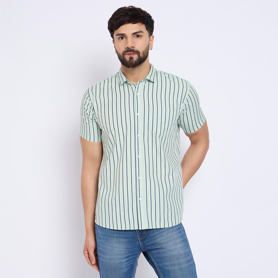 Men's 100% Cotton Casual Shirt , Light Green, large